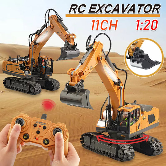 2.4Ghz Rc Excavator Toy Engineering Car Alloy and Remote Control Digger Mixing Crane Forklift Truck